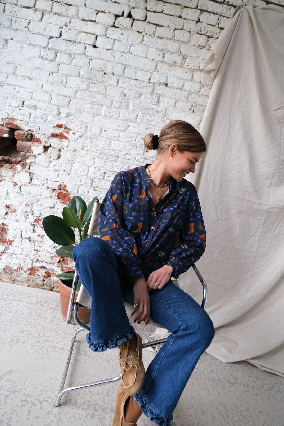MARIA navy cowboy shirt