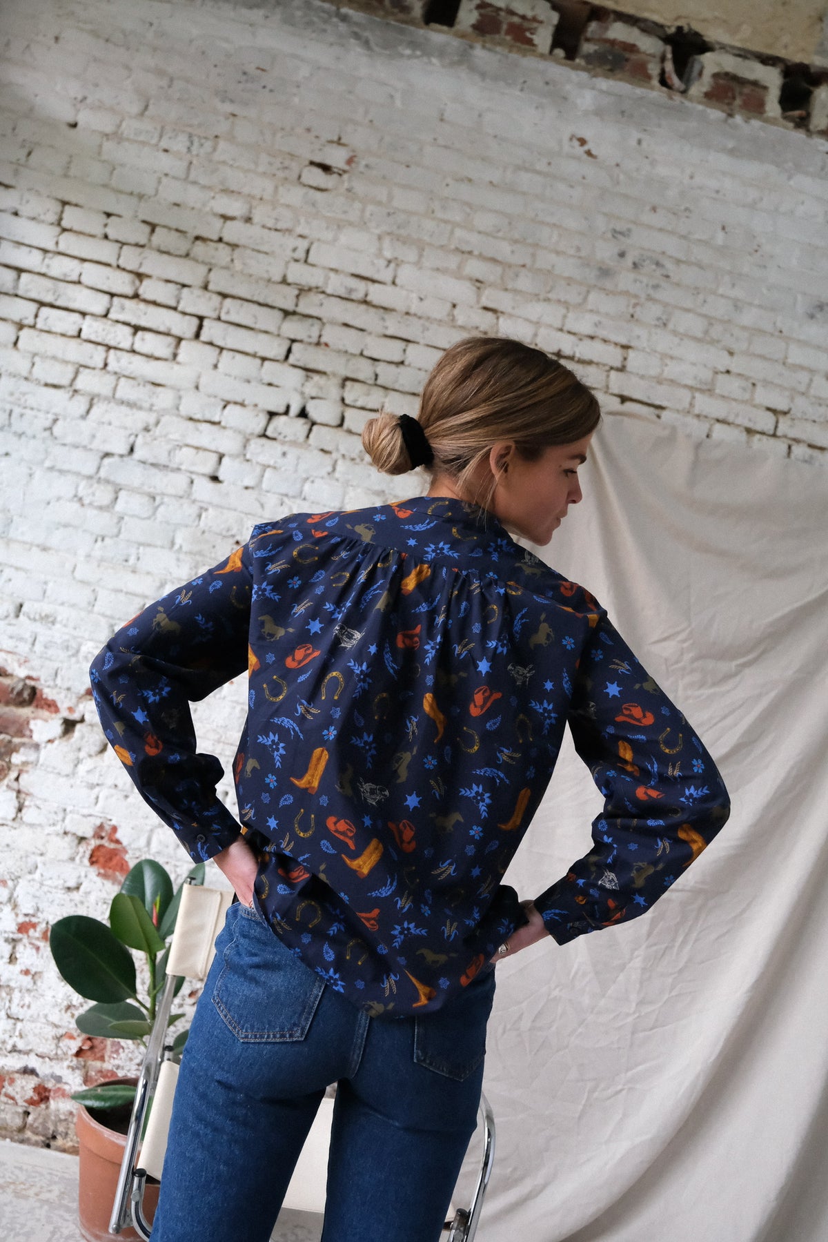 MARIA navy cowboy shirt