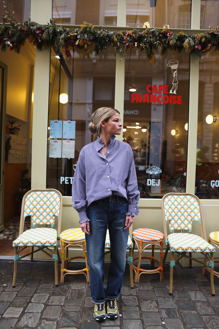 GARANCE navy gingham blouse