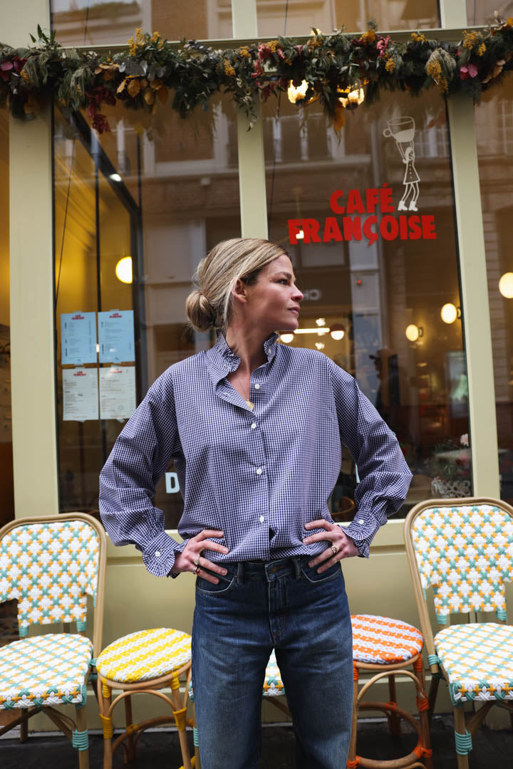GARANCE navy gingham blouse