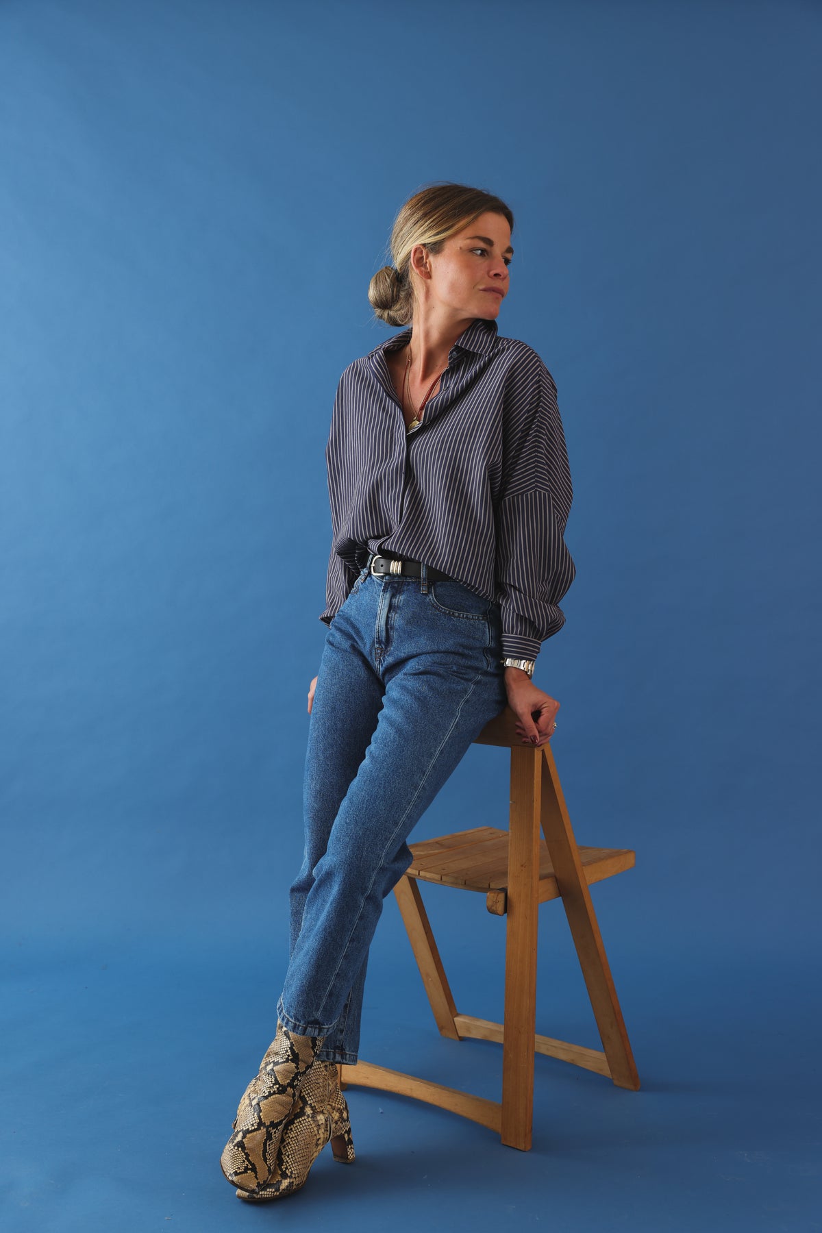 Cosma shirt white/navy stripe