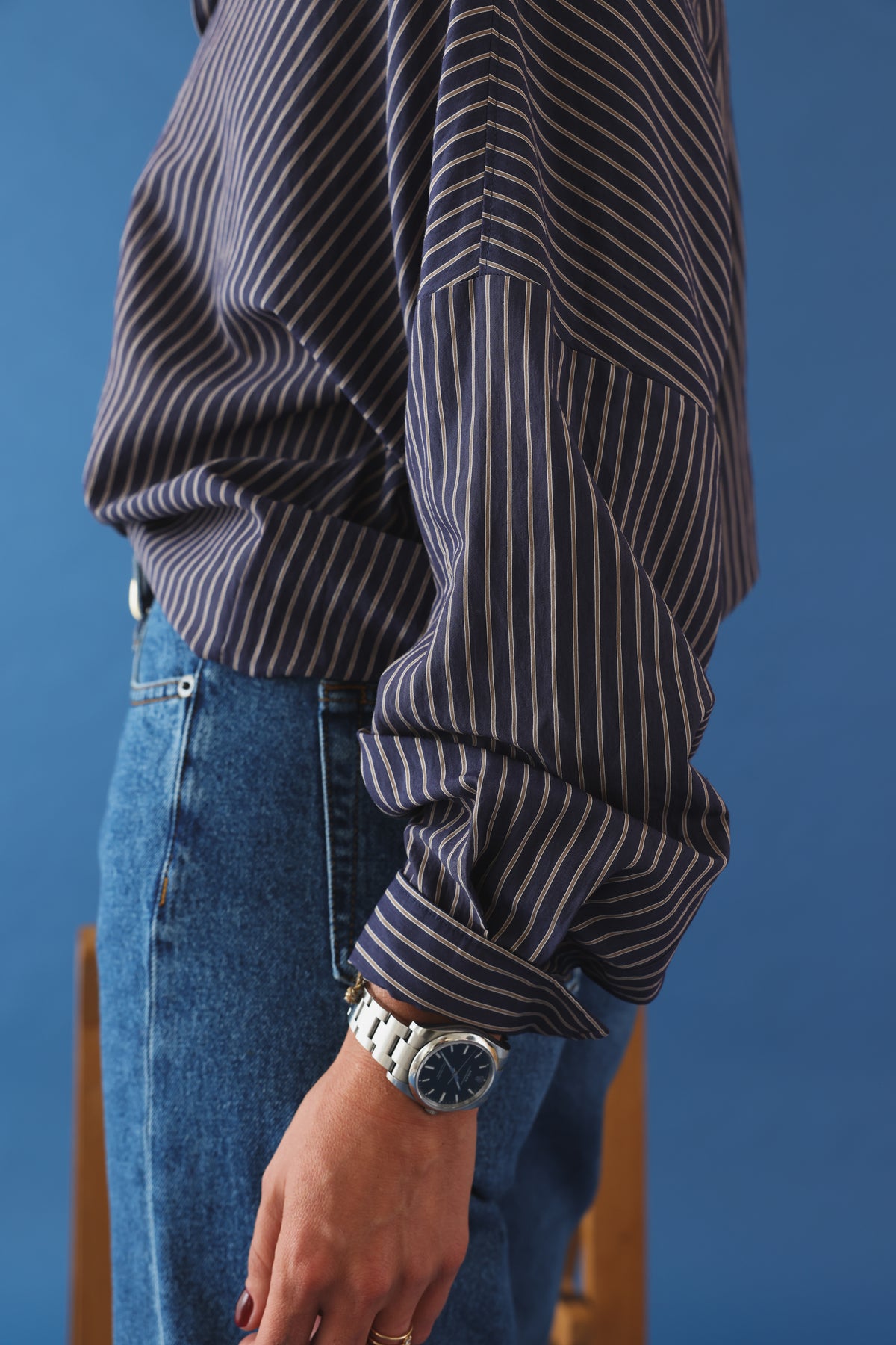 Cosma shirt white/navy stripe