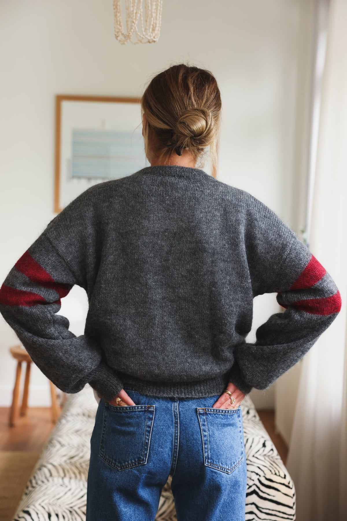 LEAH grey/burgundy cardigan