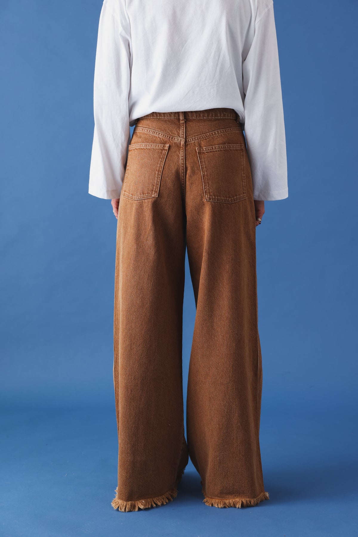 Pantalon large Lucien denim noisette