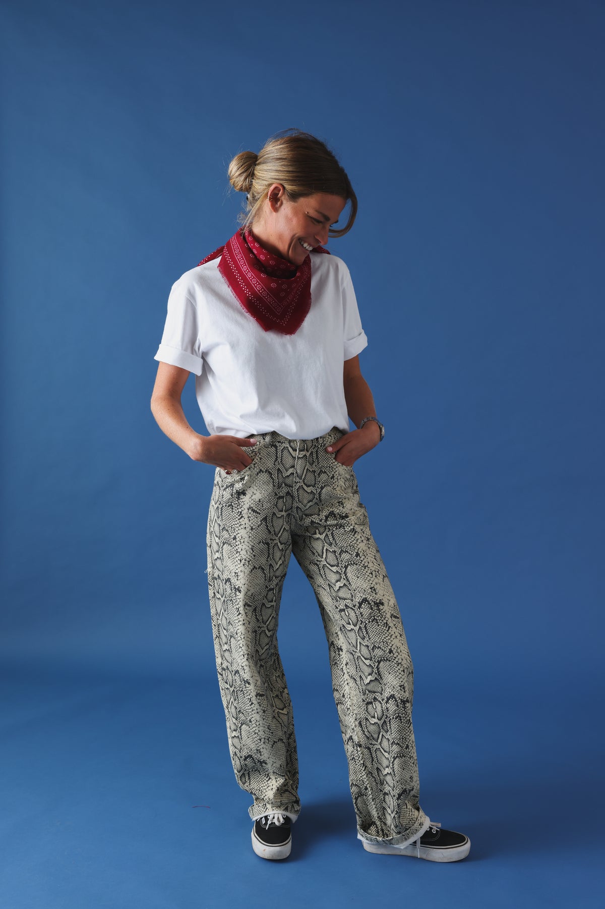 Pantalon barrel Marius denim serpent