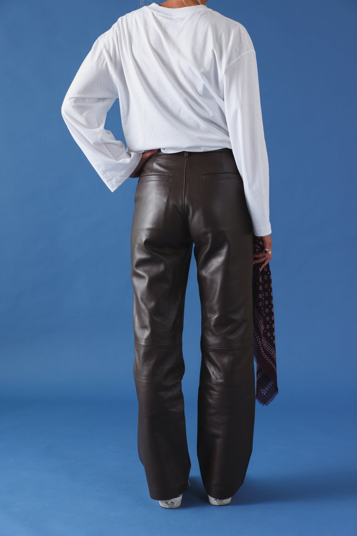 Pantalon Gaston cuir chocolat