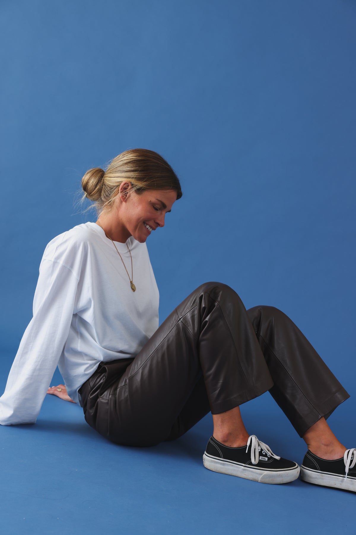 Pantalon Gaston cuir chocolat