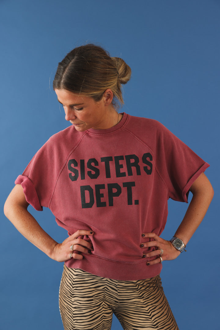Sweat manche courte "sisters dept" bordeaux