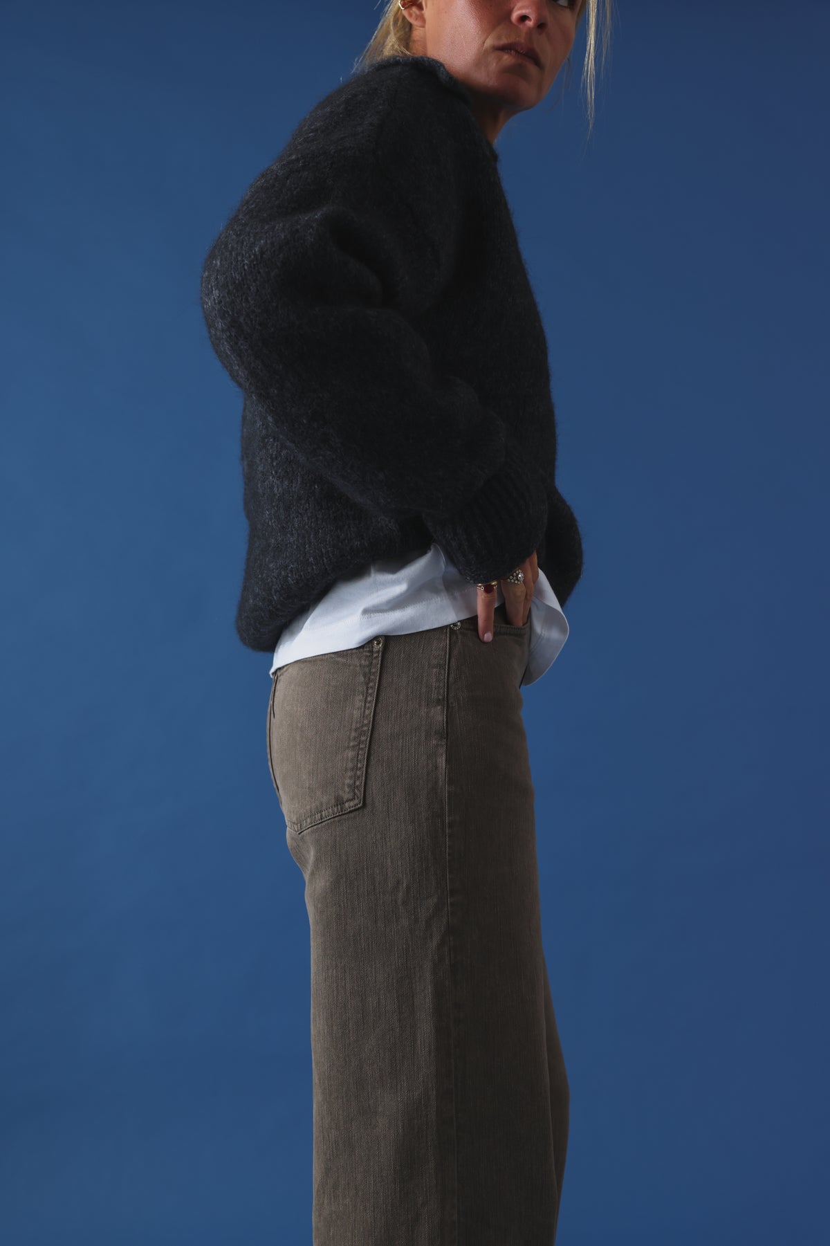 Pantalon barrel Raoul denim taupe