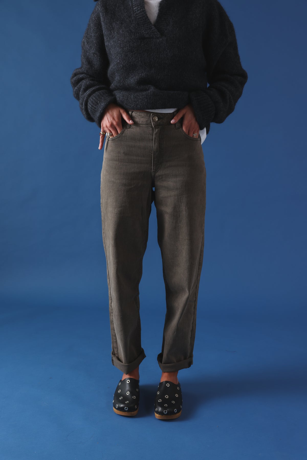 Pantalon barrel Raoul denim taupe