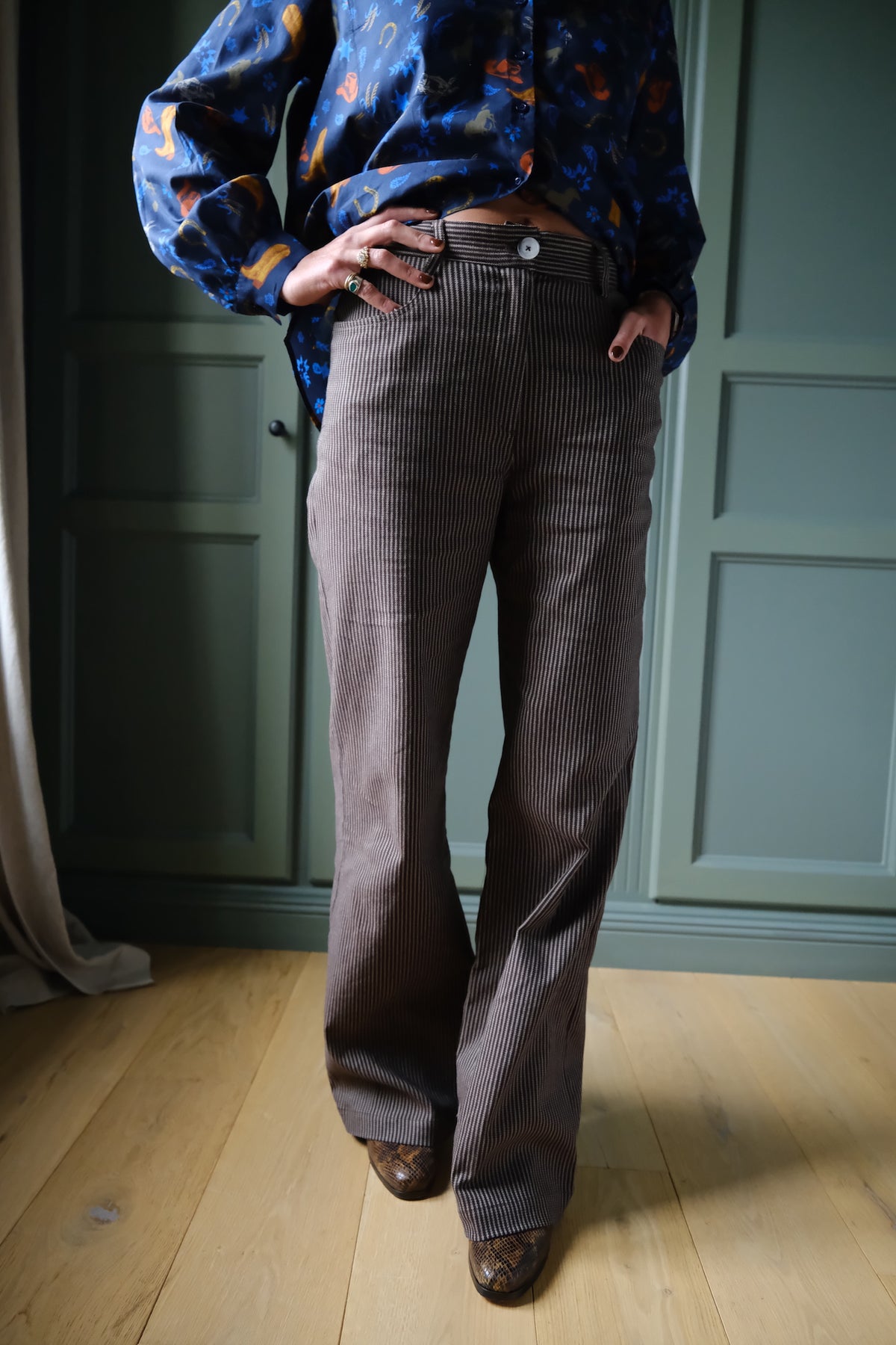 Pantalon VICTOR rayure marron