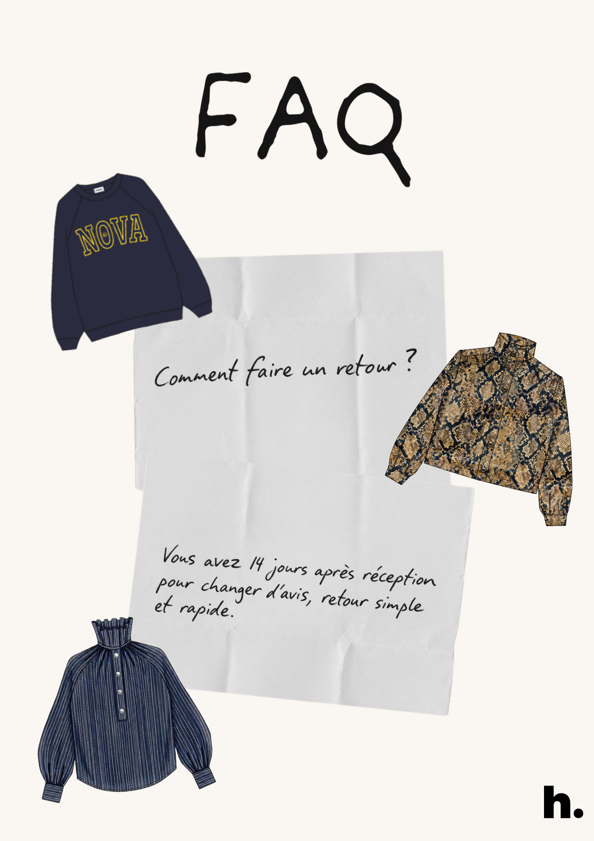 FAQ pratique : livraison, retours, tailles et entretien chez Hortense Collection