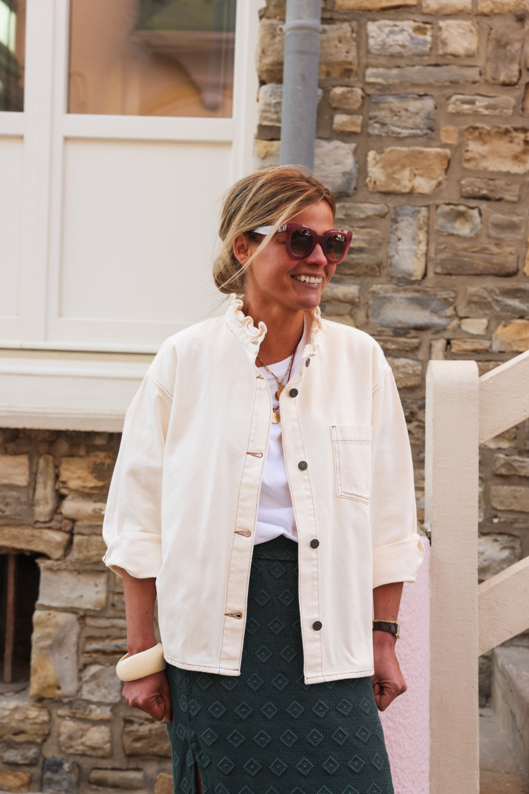 LOU ecru denim overshirt