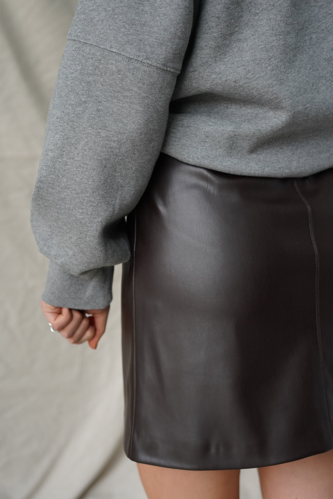 AMBRE chocolate faux leather skirt