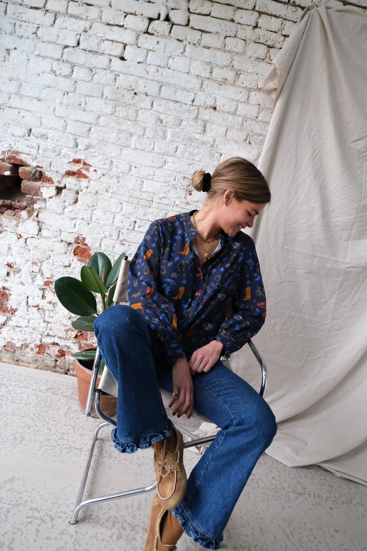 MARIA navy cowboy shirt