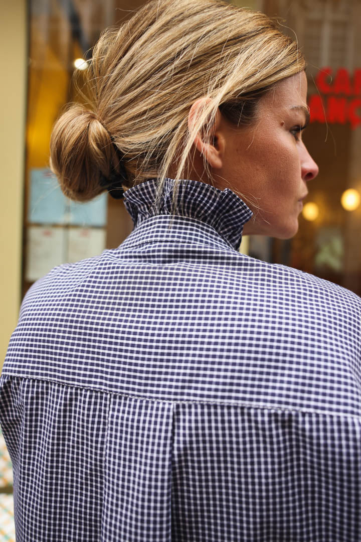 GARANCE navy gingham blouse