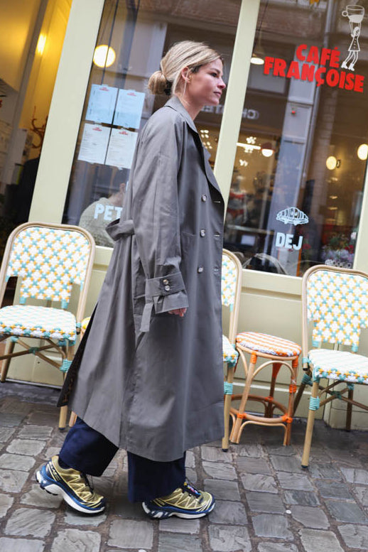 PAUL khaki/leopard print trench coat