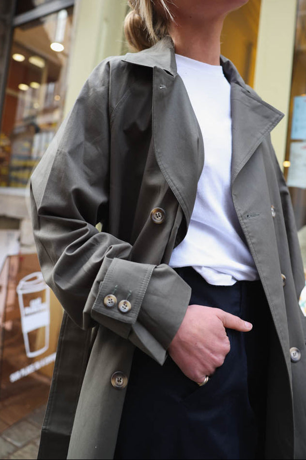 PAUL khaki/leopard print trench coat