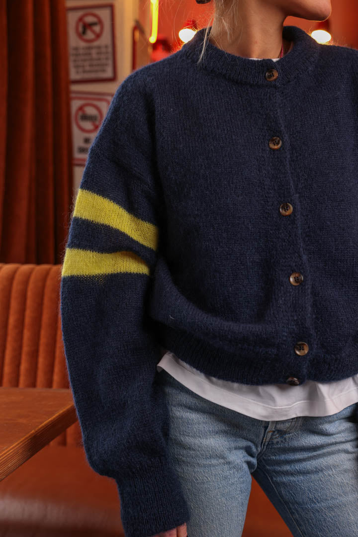 LEAH navy/yellow cardigan