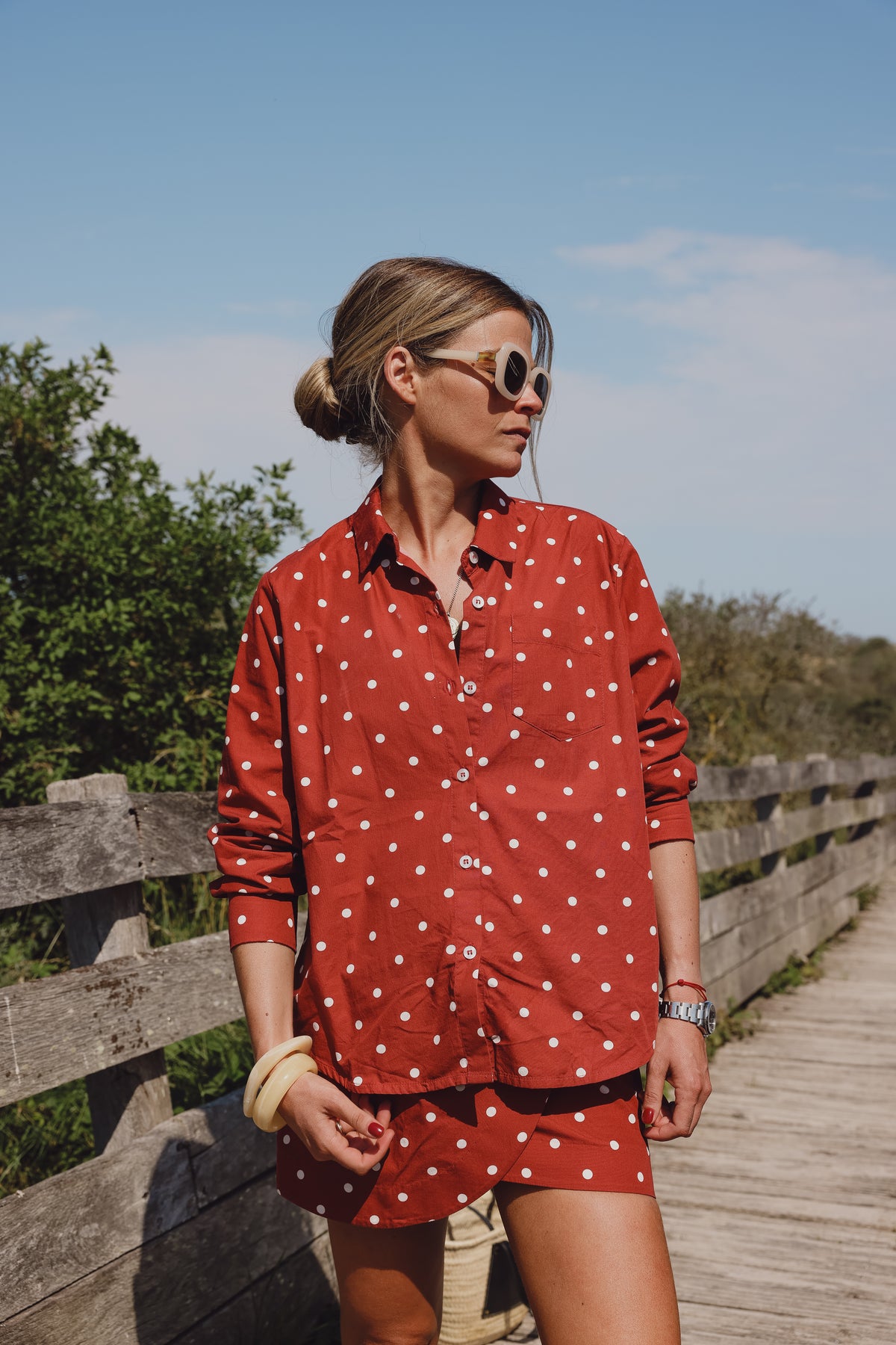 Chemise VALENTINE pois brique