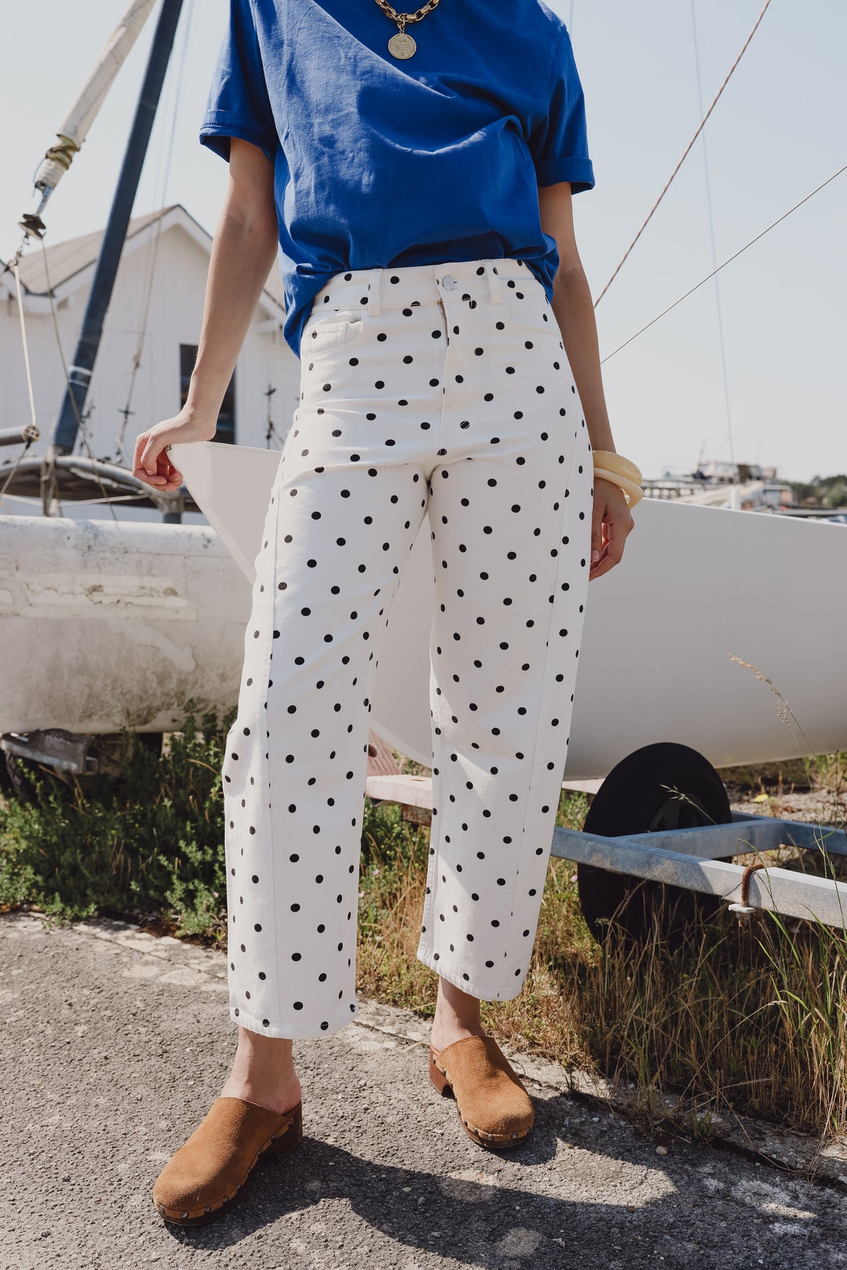 Jean EVA white/black polka dot