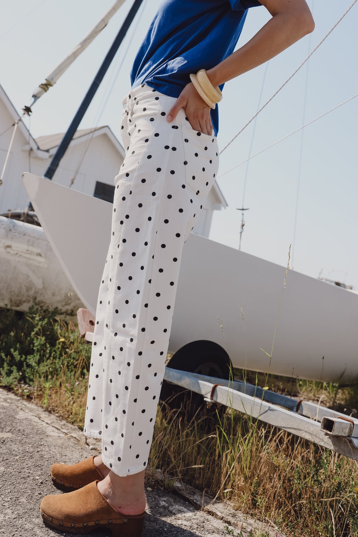 Jean EVA white/black polka dot