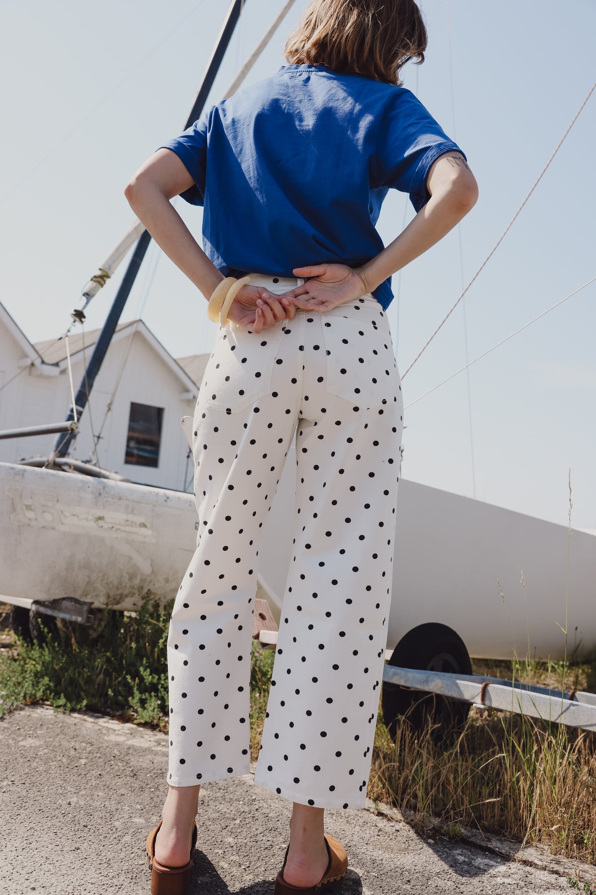 Jean EVA white/black polka dot