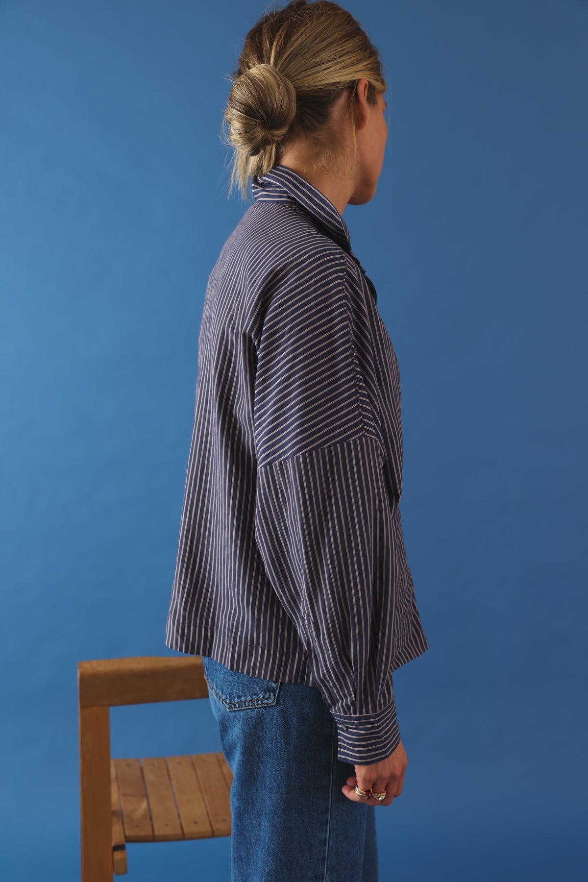 Cosma shirt white/navy stripe
