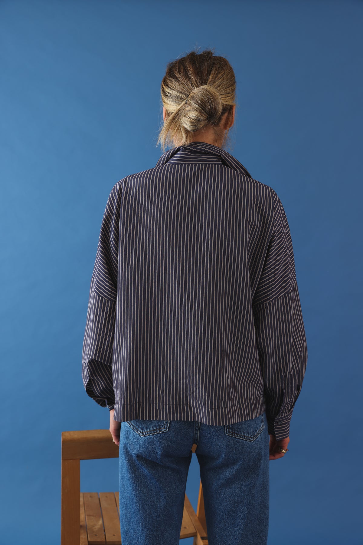 Cosma shirt white/navy stripe