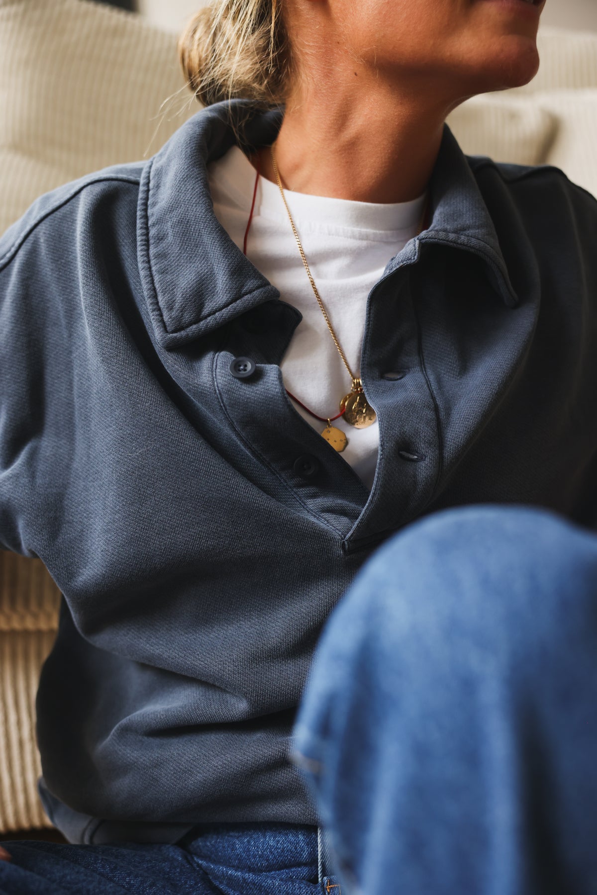 Sweat POLO marine délavé