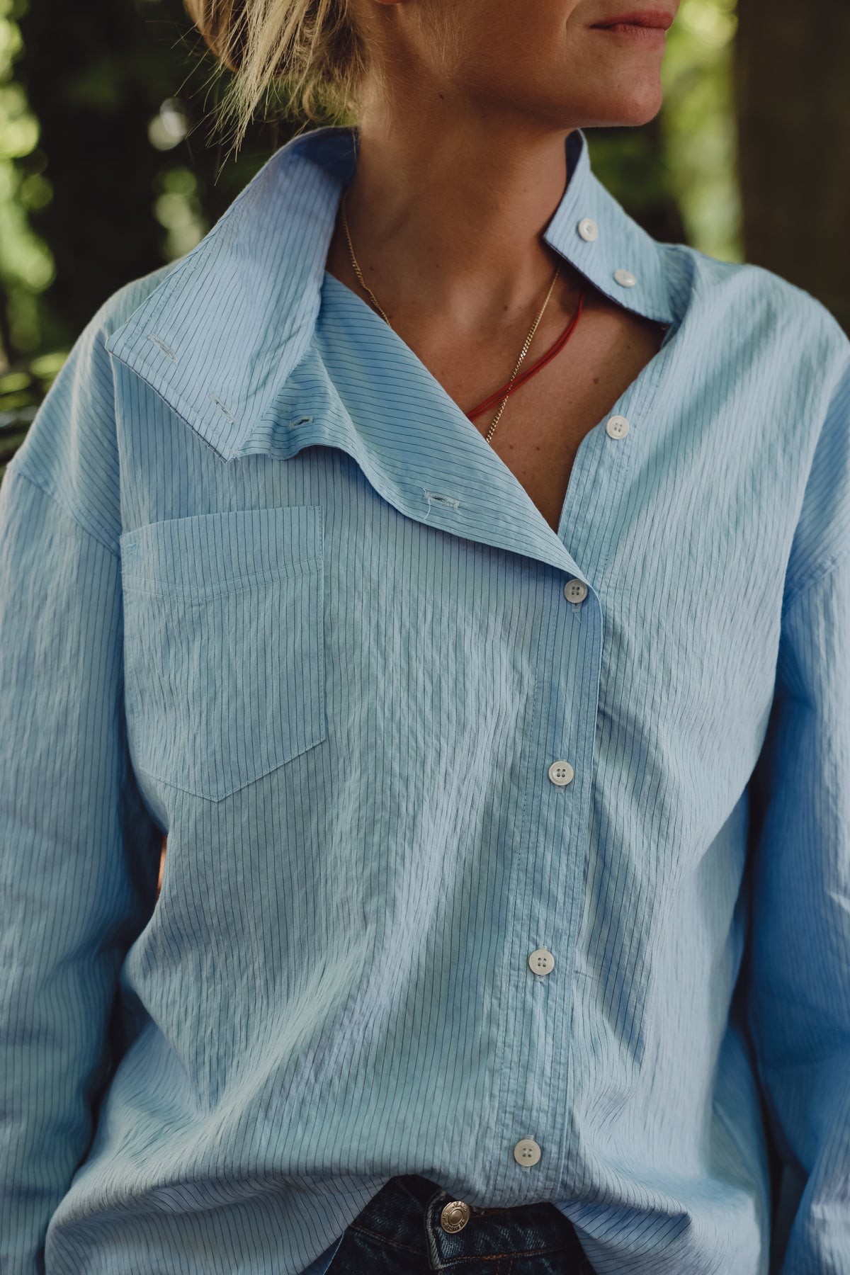 Chemise asymétrique SOPHIE rayure bleu