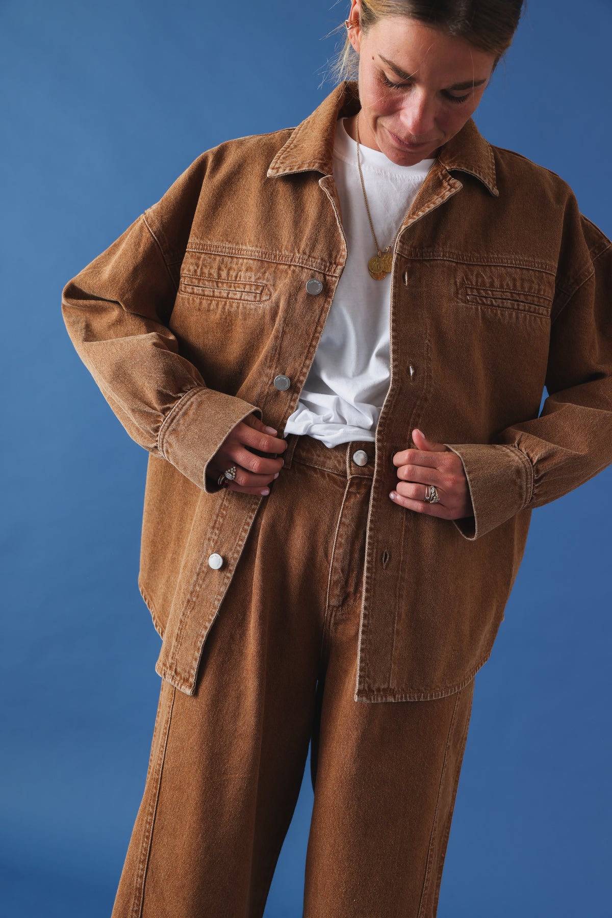 Surchemise Eugénie denim noisette