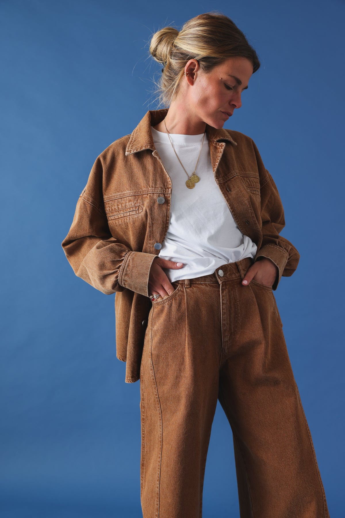 Surchemise Eugénie denim noisette