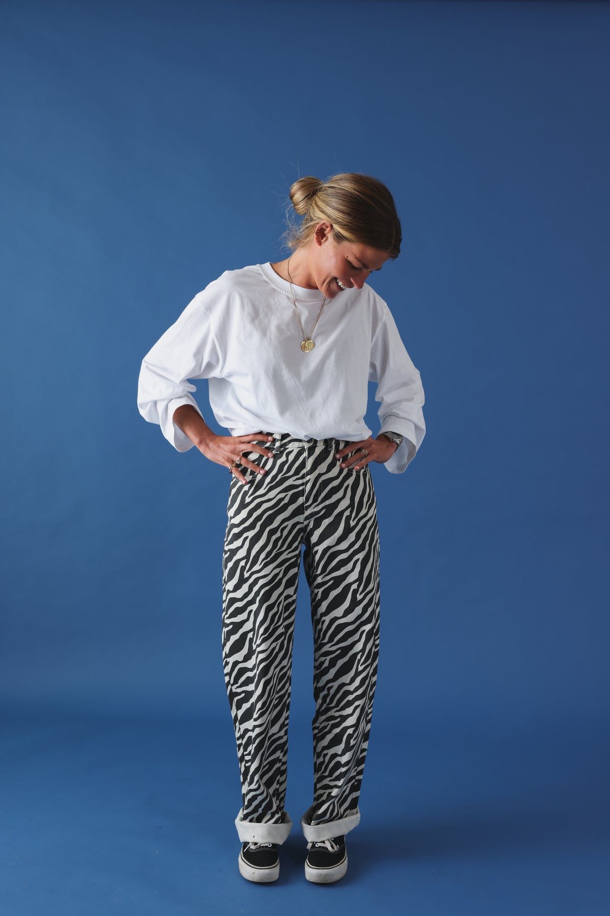 Pantalon barrel Marius denim zèbre