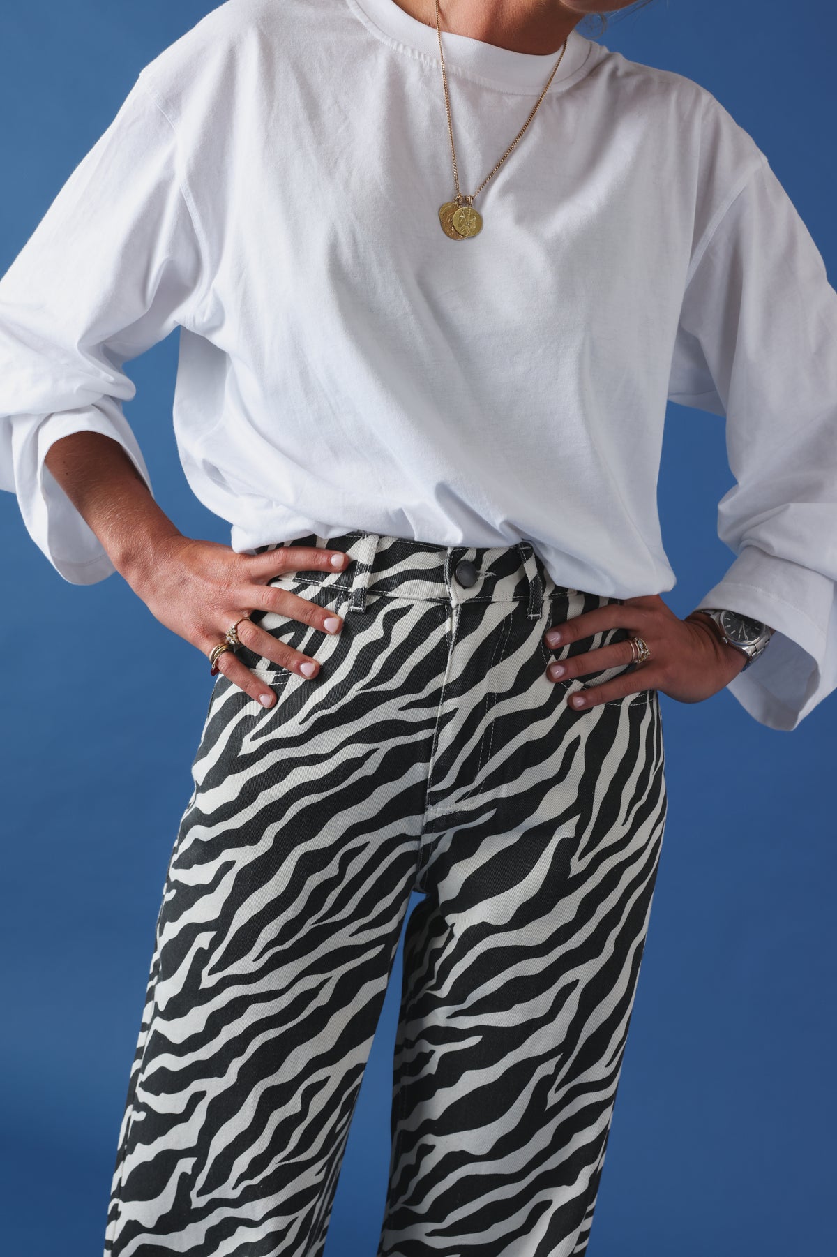 Pantalon barrel Marius denim zèbre
