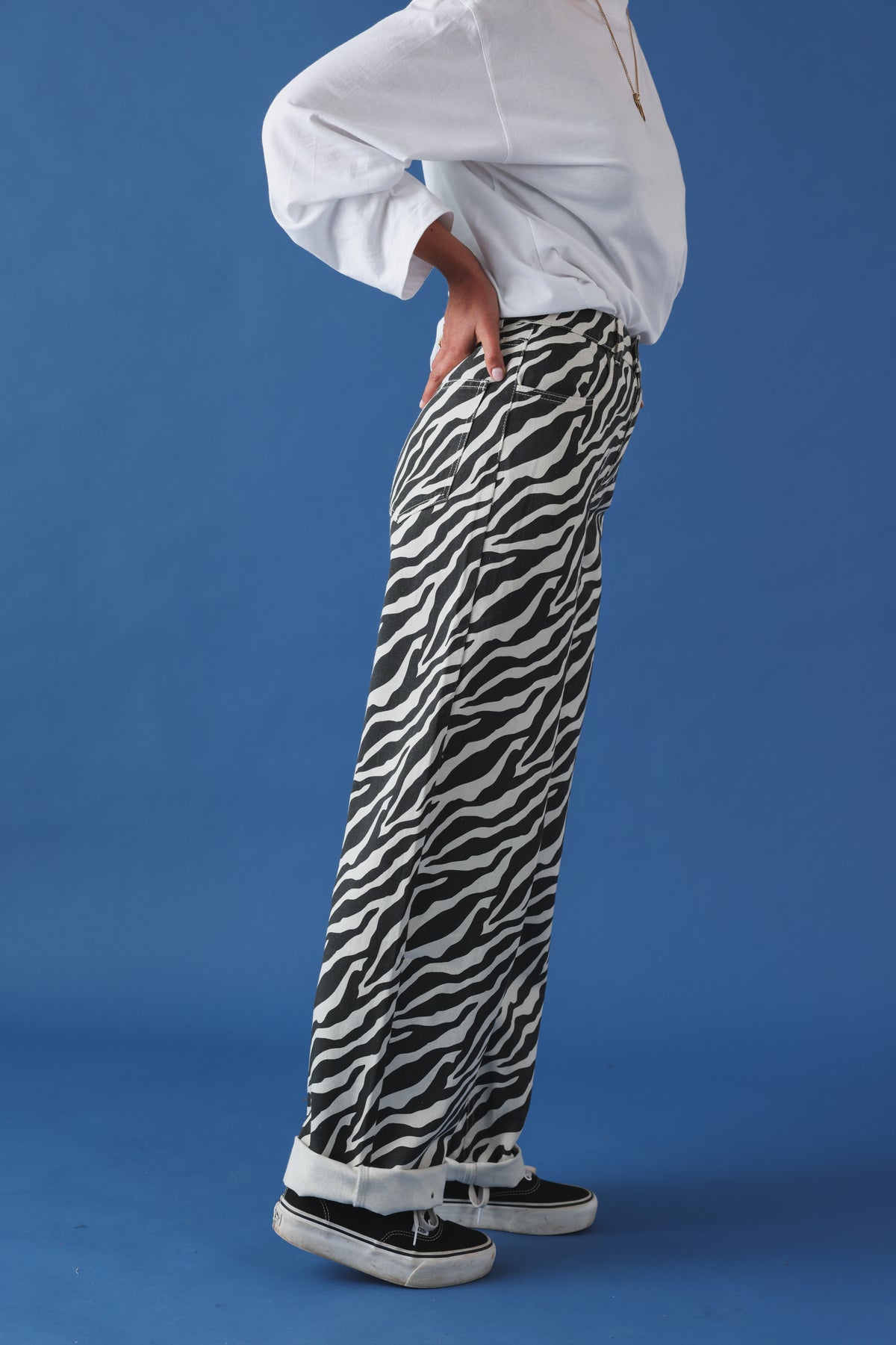 Pantalon barrel Marius denim zèbre