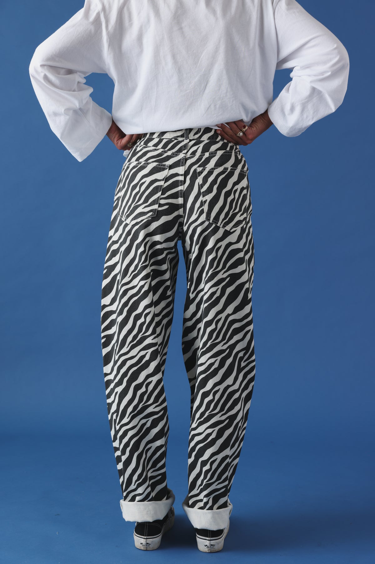 Pantalon barrel Marius denim zèbre