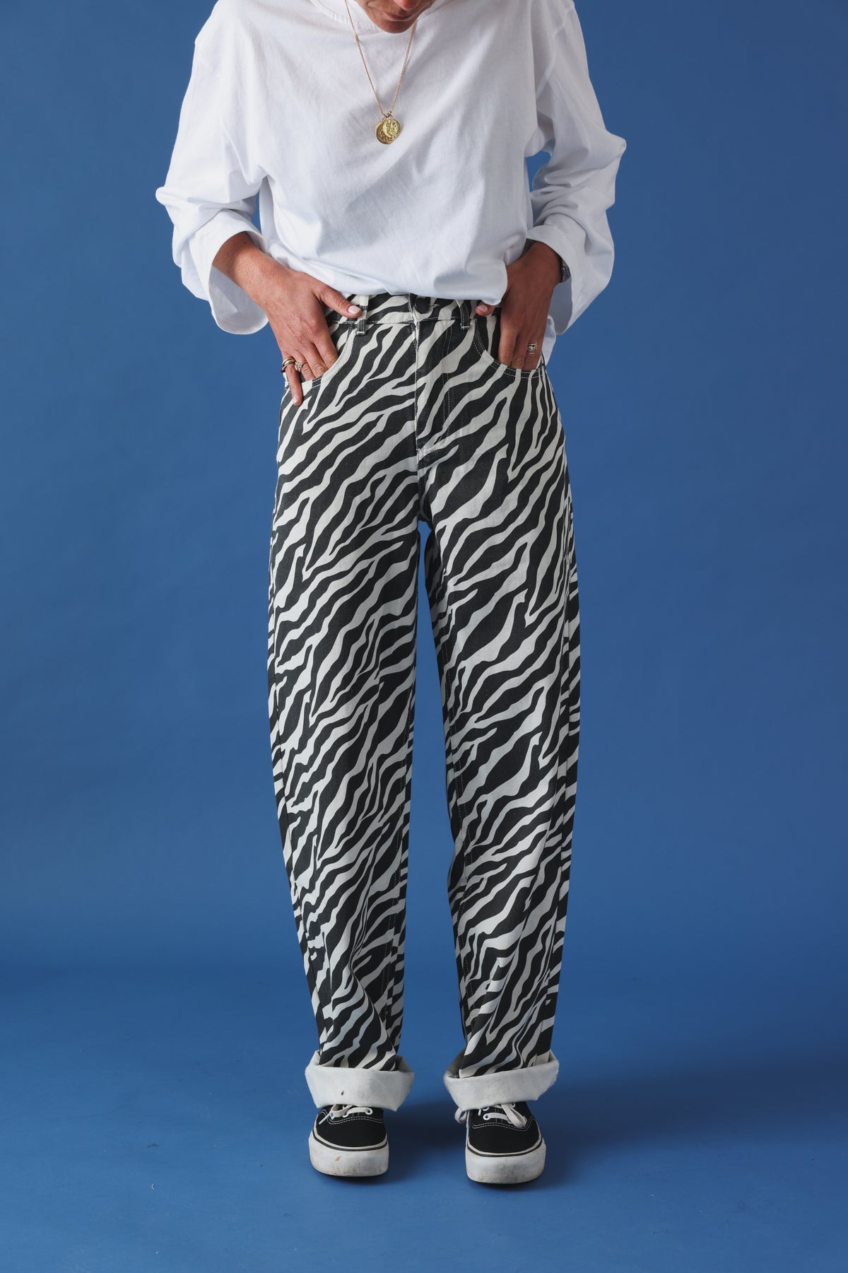 Pantalon barrel Marius denim zèbre