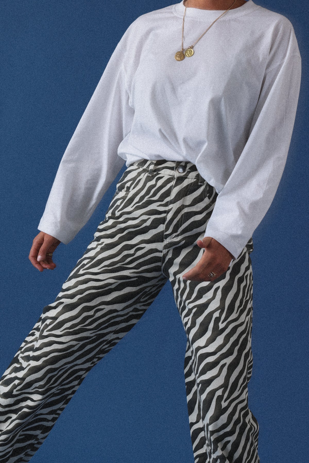 Pantalon barrel Marius denim zèbre