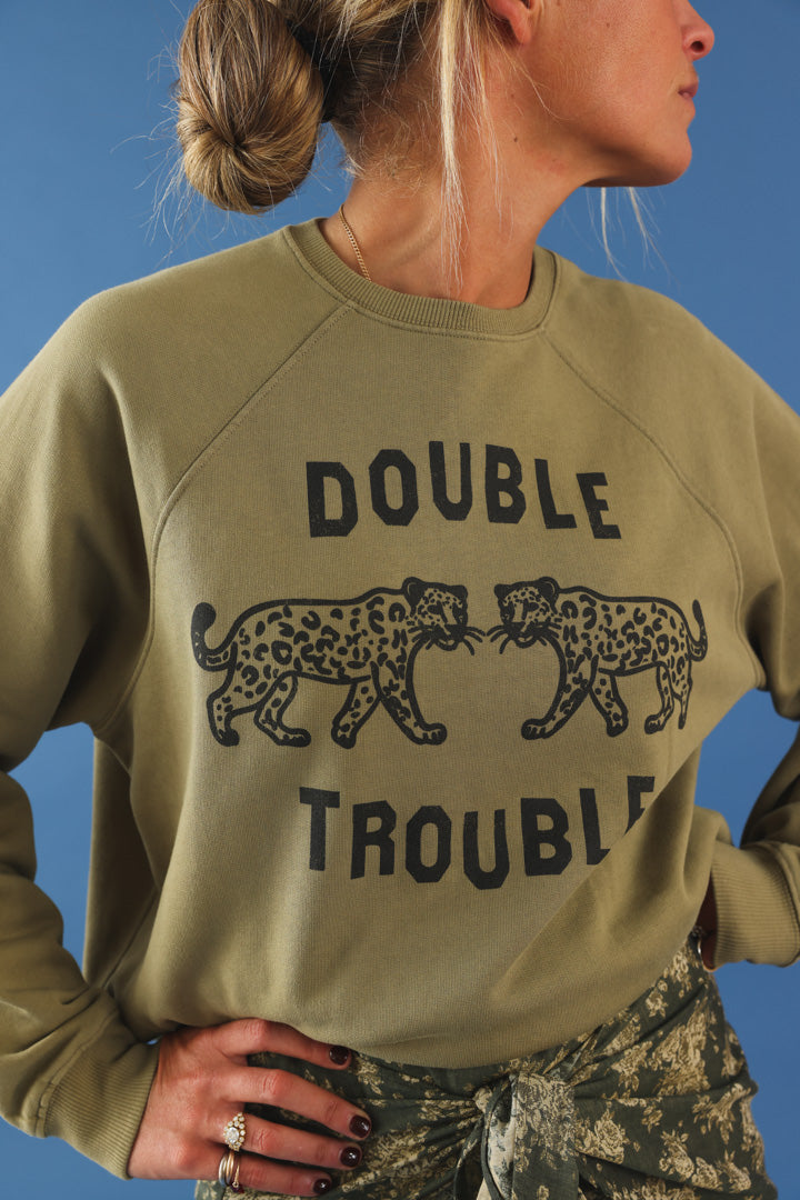Sweat "double trouble" kaki