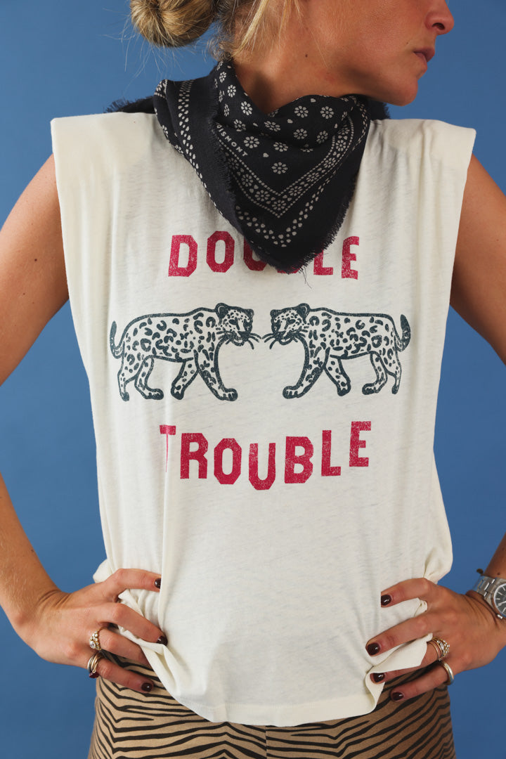 T-shirt avec épaulette "double trouble" écru