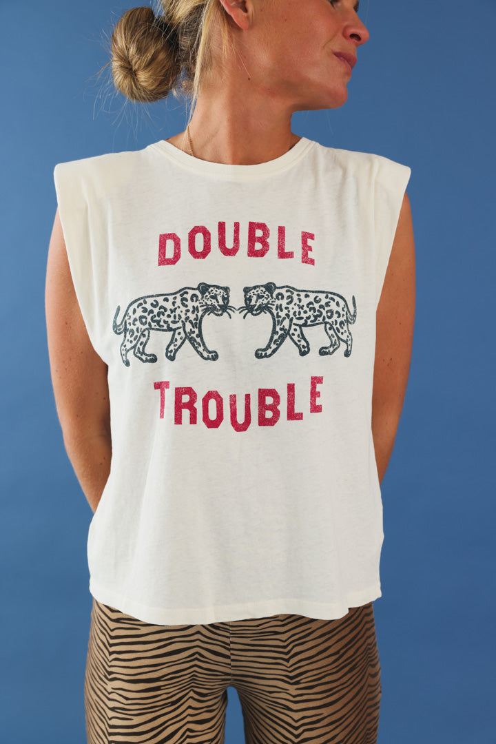 T-shirt avec épaulette "double trouble" écru