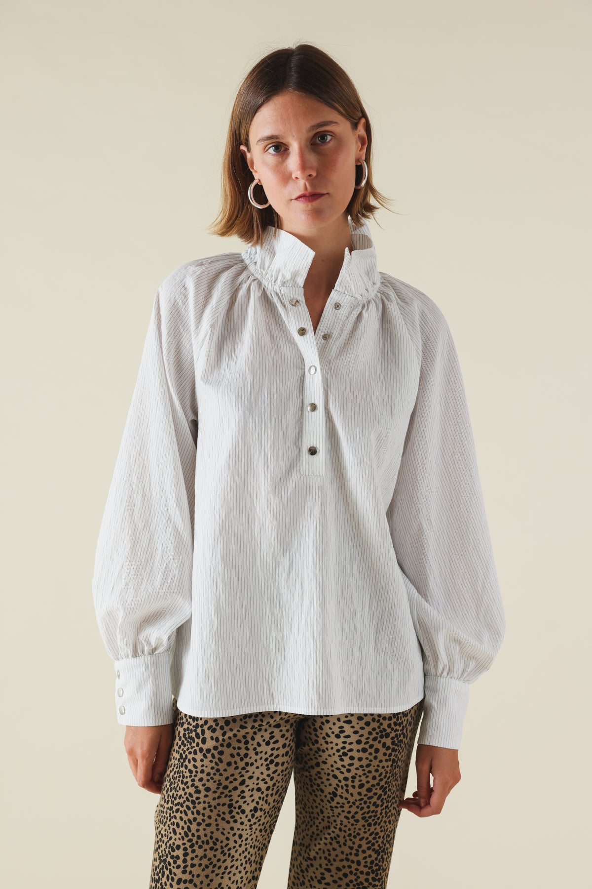 Blouse ISAURE rayure blanc